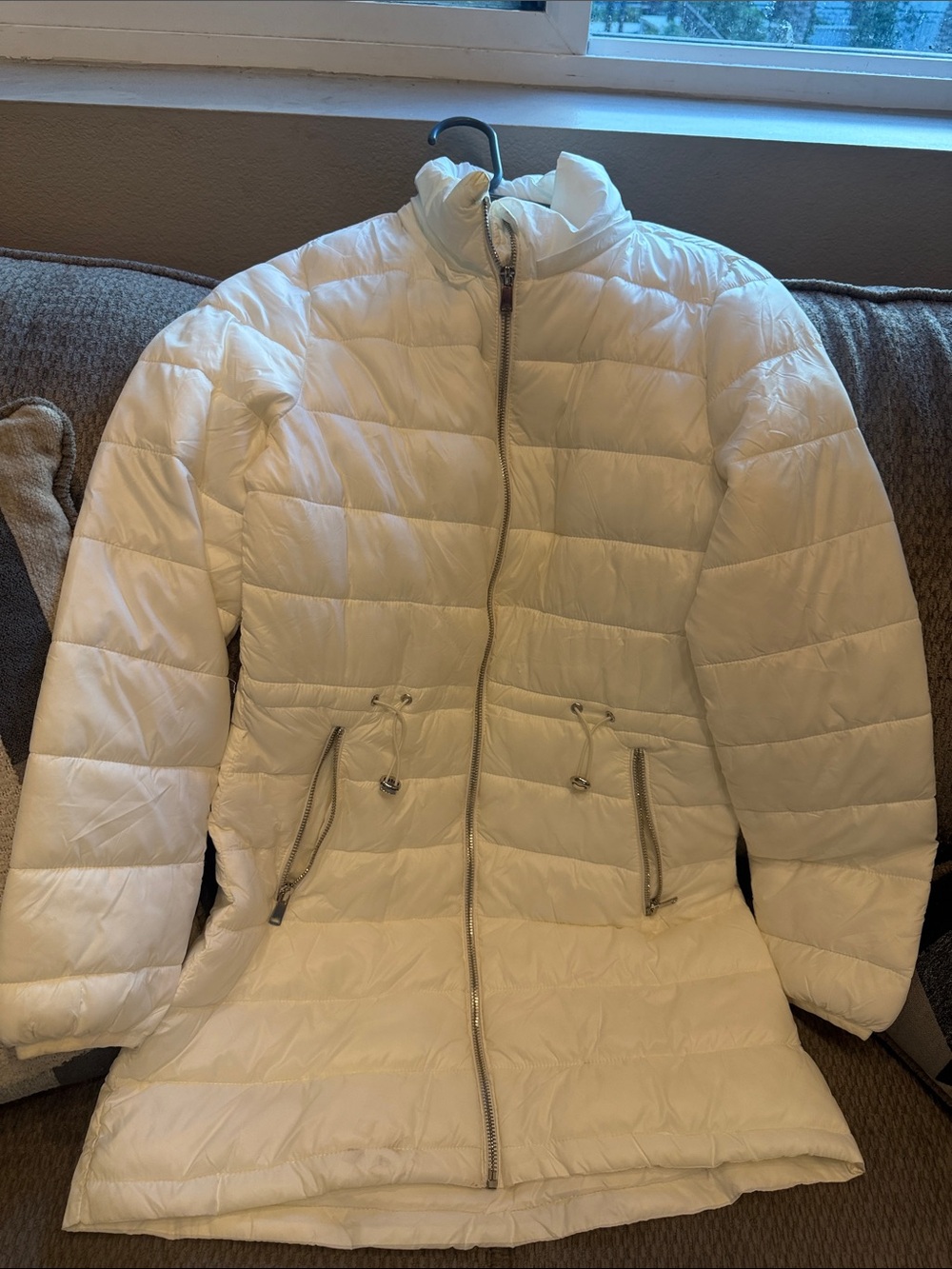 Love Tree White Quilted Long Puffer Coat